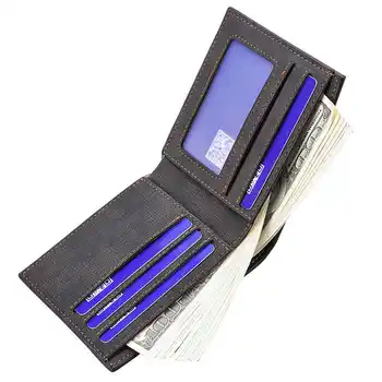 Мужской ультратонкий Короткий двустворчатый кошелек из искусственной кожи большой емкости, держатель для кредитных карт, сумка для монет, кошелек 1