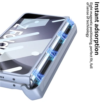 Чехол Для Samsung Galaxy Z Fold 5 Чехол с Защитой от Магнитных Петель Скользящий Держатель Ручки Жесткий Бронированный Чехол с Подставкой Стеклянная Пленка 2