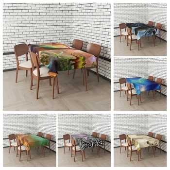 Домашние скатерти для обеденных столов с ландшафтным декором и прямоугольными столовыми аксессуарами водонепроницаемая ткань Против пятен, скатерть