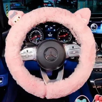 Sanrio Hello Kitty Cinnamoroll, чехол на руль My Melody, аниме, противоскользящий плюшевый чехол на руль автомобиля, подарок 2