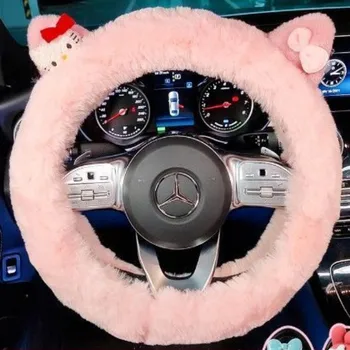 Sanrio Hello Kitty Cinnamoroll, чехол на руль My Melody, аниме, противоскользящий плюшевый чехол на руль автомобиля, подарок 4