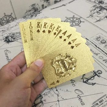 Водонепроницаемые Игральные Карты 24K Gold Diamond Foil Покерные Карты Из фольги Золотые Игральные Карты Пластиковые Игровые Игральные Карты
