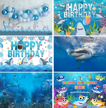 Фон для фотосъемки мира акул под морем для вечеринки по случаю Дня рождения, Баннер, декор, Аквариум, фон для фотосъемки океана