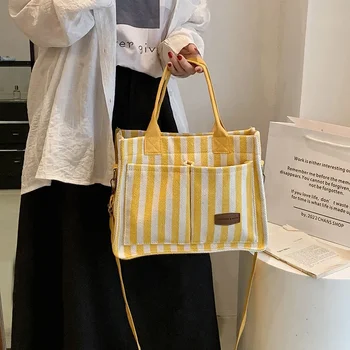 Женская Холщовая сумка-тоут Большой емкости через плечо для женщин, Модная Женская сумка с Текстурированным 2