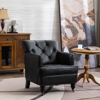 Кресло с акцентом в современном стиле для гостиной, клубное кресло из искусственной кожи, черный