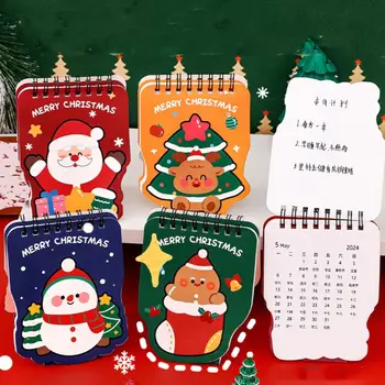 Мультяшный Рождественский календарь на 2024 год, забавный настольный календарь из мини-бумаги, милый офисный календарь специальной формы