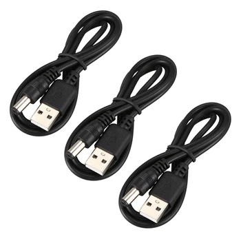 3X USB-кабель 5,5 мм/ 2,1 мм Кабель питания с разъемом 5 В постоянного тока (черный, 75 см)