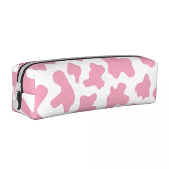 Абстрактные Розовые Пеналы Новая Милая сумка для ручек с принтом Коровы Для девочек и мальчиков Большой емкости Школьные Косметические Пеналы для студентов