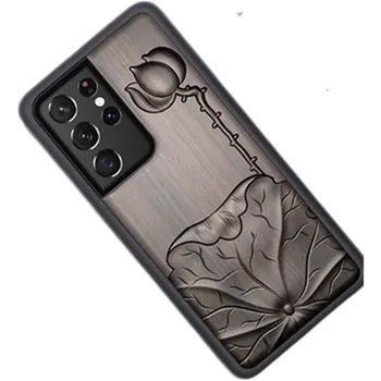 Роскошный резной чехол из черного дерева для Samsung Galaxy S23 Ultra, защитная задняя крышка из ТПУ, чехол для телефона S23 ultra 5