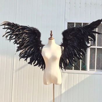 Крылья из Ангельского пера, Черное перо, крыло ангела, подиум, поставка, фестивальное Окно, реквизит, нижнее белье, косплей, фотография, свадьба