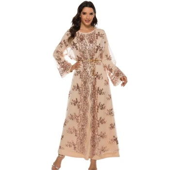 2023 Платье Islam Abaya Дубай Мусульманский халат с открытой спиной, расшитый блестками, Макси-платья для женщин, летние Сексуальные 1