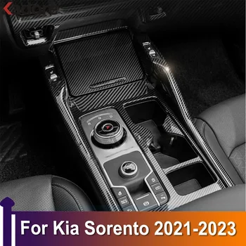 Автомобильная консоль, панель коробки переключения передач, Отделка рамы, чехлы для Kia Sorento 2021 2022 2023, Наклейка из углеродного волокна, Автоаксессуары для интерьера