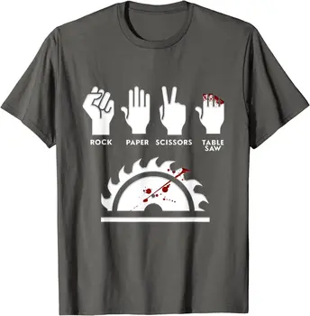 Камень, ножницы, бумага, настольная пила, забавная футболка для плотника, обычные футболки, хлопковые облегающие футболки, преобладающие мужские футболки 2
