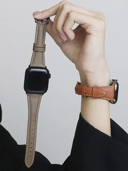 Тонкий Кожаный Ремешок Для Apple Watch Band 44 мм 40 мм 41 мм 42 мм 38 мм 49 мм 44 мм Браслет apple watch 8 45 мм ремешки Ultra 7 se 3 4 6