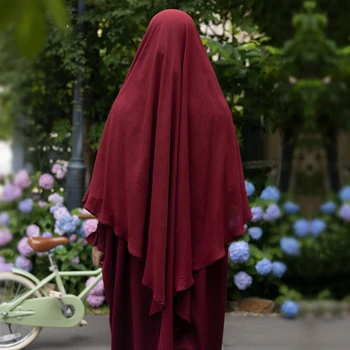 Удлиненный Треугольный Платок Химар Хиджаб Дубайский Турецкий Головной Убор Головной Платок Для Женщин Исламская Вуаль Мусульманка (Без Платья) 2