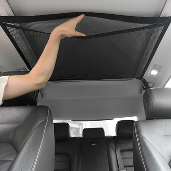 Карман для сетки для хранения на потолке автомобиля SUV Сумка для крыши автомобиля Внутренняя Грузовая сетка Дышащая Сетчатая сумка Для автоматической укладки и уборки Аксессуары для интерьера