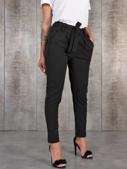 2023 новые Весенне-летние Осенние повседневные Тонкие Шифоновые брюки для женщин с высокой талией, черные брюки цвета хаки, зеленые Женские брюки 0