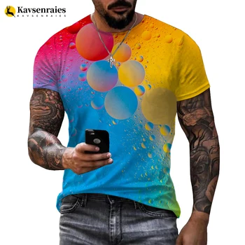 Футболка с 3D принтом Rainbow Paint Splatter, Мужская Женская Модная Повседневная Футболка, Уличная Harajuku Camiseta Hombre, Крутые Топы, Тройники 1
