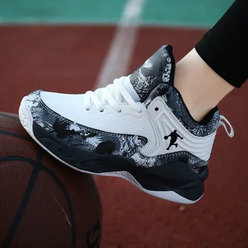 Модные баскетбольные кроссовки для мальчиков, детские кроссовки с толстой подошвой, нескользящая детская спортивная обувь, Детская обувь для мальчиков 5