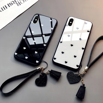 Стеклянный Чехол Для iPhone X XS Max XR Fashion Love Heart Телефон Жесткий Чехол Для iPhone 5 5S 6 6S 7 8 Plus SE 2020 Чехлы
