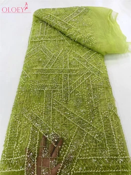 Модная роскошная французская вышивка, кружевная ткань для жениха, Африканская нигерийская ткань с блестками, ткань для свадебного платья