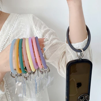 Универсальное подвесное кольцо для мобильного телефона, Мягкий силиконовый ремешок, Противоотерянный браслет для iPhone Samsung Брелок для ключей