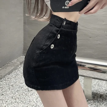 Джинсовые мини-юбки для девочек, корейская модница, нерегулярная Школьная джинсовая облегающая юбка, женская фатиновая юбка с высокой талией, женская 4