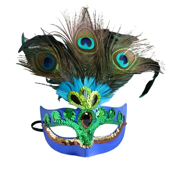 Маска из павлиньих перьев, декоративный реквизит для Хэллоуина, Маскарадная женская маска на половину лица, головной убор для празднования фестиваля, принадлежности для вечеринок
