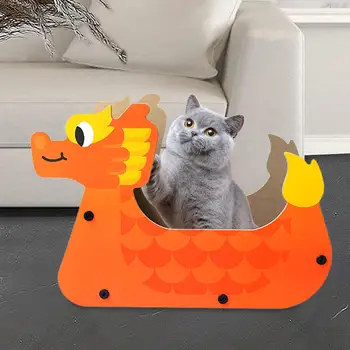 Кошачий Скребок Рифленый Коврик Для Царапин Dragon Boat Shape Cat Scratching Board для Игры, Сна, Шлифования Когтей, Царапания Кошек 0