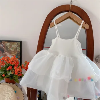 Платье для девочек 2023, летнее новое детское платье с разноцветным шаром, платье для торта принцессы, платье-майка с бутонами цветов для вечеринки по случаю дня рождения