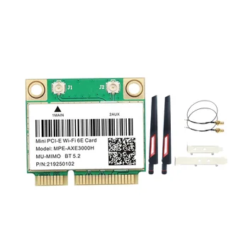 MPE-AXE3000H Адаптер WiFi-карты + Антенна WiFi 6E 2400 Мбит/с Mini PCI-E для BT 5.2 802.11AX 2.4G/5G/6GHz Сетевая карта Wlan