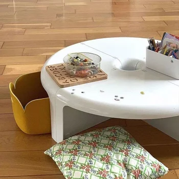 Чайный столик средней древности, круглый, Многофункциональный, Комбинированный, для хранения в Скандинавском стиле, Небольшой бытовой диван, приставной столик, Круглые столы