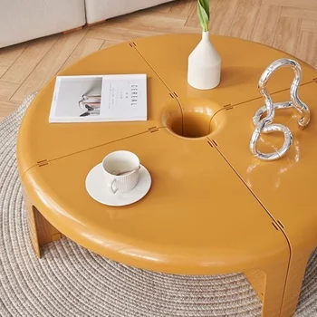 Чайный столик средней древности, круглый, Многофункциональный, Комбинированный, для хранения в Скандинавском стиле, Небольшой бытовой диван, приставной столик, Круглые столы 1