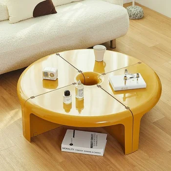 Чайный столик средней древности, круглый, Многофункциональный, Комбинированный, для хранения в Скандинавском стиле, Небольшой бытовой диван, приставной столик, Круглые столы 2
