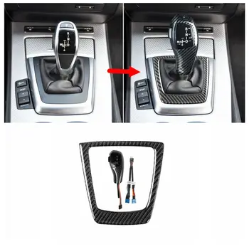 Светодиодная ручка переключения передач из углеродного волокна с комплектом отделки крышки панели для BMW Z4 E89 2010-2015, наклейки на рамку, Полоска автоаксессуаров