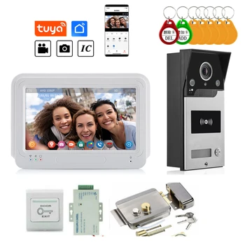 1080P 7-дюймовый WiFi видеодомофон TUYA Smart Home APP Беспроводной видеодомофон IC Система контроля доступа для виллы Квартиры
