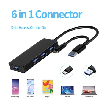 USB-концентратор, 4-портовый Ультратонкий USB-концентратор для передачи данных с 2-полосным USB-кабелем Type-c USB для Ноутбука для 2