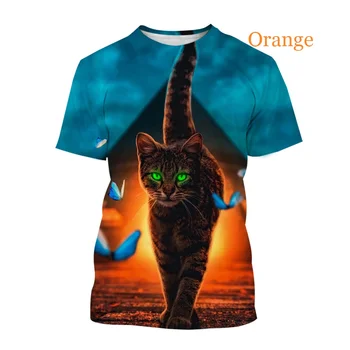 2022 Новая мода Домашнее животное Кошка 3D печать Мужская и женская футболка Повседневная рубашка Индивидуальные топы