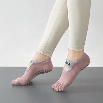 Женские дышащие носки для йоги с полотенцем, силиконовый нескользящий бандаж, носки для пилатеса, Женские хлопчатобумажные носки для занятий балетом, танцами, фитнесом, тренировками