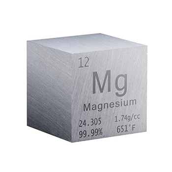 Металлический кубик магния толщиной 1 дюйм, куб элементов высокой плотности из чистого металла, для коллекций elements Лабораторный экспериментальный материал