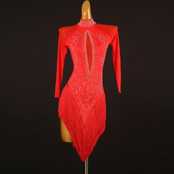 Платье для латиноамериканских танцев высокого класса, изготовленный на заказ костюм для соревнований по латиноамериканским танцам с бриллиантовой кисточкой, профессиональное платье для танго Ча Лунба