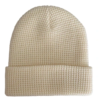 Популярная зимняя вязаная шапка, теплая модная Вафельная шапочка