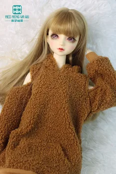 одежда для куклы BJD 58-60 см, игрушки 1/3 SD DD, кукла с подвижным суставом, Модная Плюшевая толстовка с капюшоном, коричнево-розовый, Светло-золотой цвет.