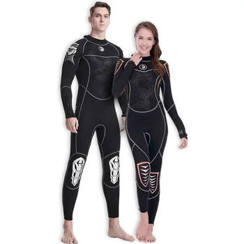черный гидрокостюм из неопрена толщиной 3 мм для мужчин и женщин, водолазный костюм с длинным рукавом, цельный парный гидрокостюм для серфинга, снорклинга
