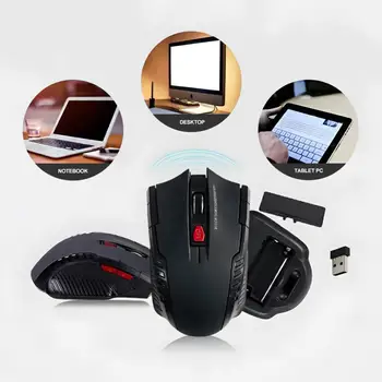 Беспроводная мышь 2,4 ГГц, оптические мыши с USB-приемником, Геймерская мышь с разрешением 1600 точек на дюйм, 6 кнопок, аксессуары для ПК, ноутбуков 3