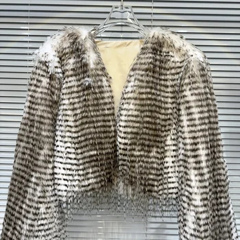 Новая зимняя хлопковая заколка с ароматным волнистым рисунком, теплое короткое пальто, женские куртки из искусственного меха 1