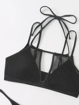 стринги бикини купальник черная сетка прозрачные комплекты бикини из двух частей сексуальная женщина maillots de bain femme пляжные наряды для женщин бикини 4