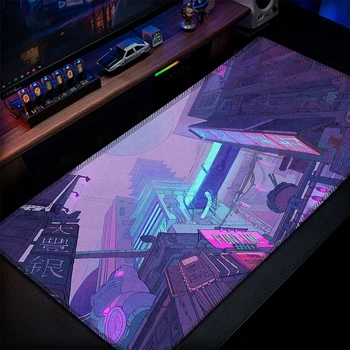 Противоскользящий дизайн с большим резиновым краем, подходящий для больших компьютеров и ноутбуков, коврик для офисного стола, игровой коврик для мыши Neon Art 4