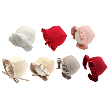 Зимняя кружевная шляпка Солнцезащитные кепки для малышей Хлопковые кепки на шнуровке для маленьких девочек