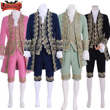 Мужской костюм 18 века, придворный костюм в викторианском стиле барокко, Рококо, Мужской аристократический средневековый костюм, костюм принца